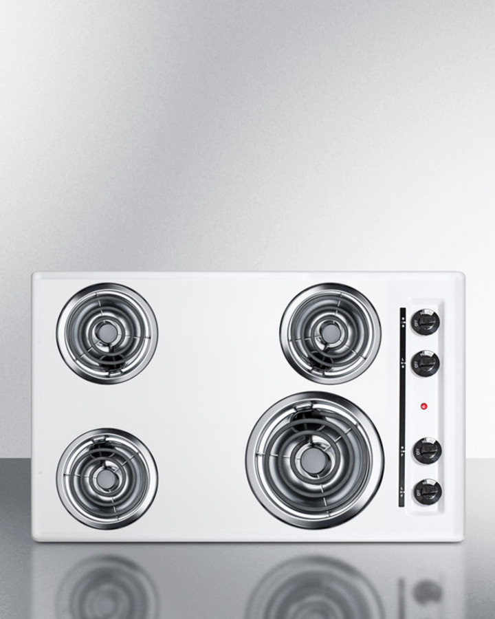 30" Wide 4-Burner Coil Cooktop, White