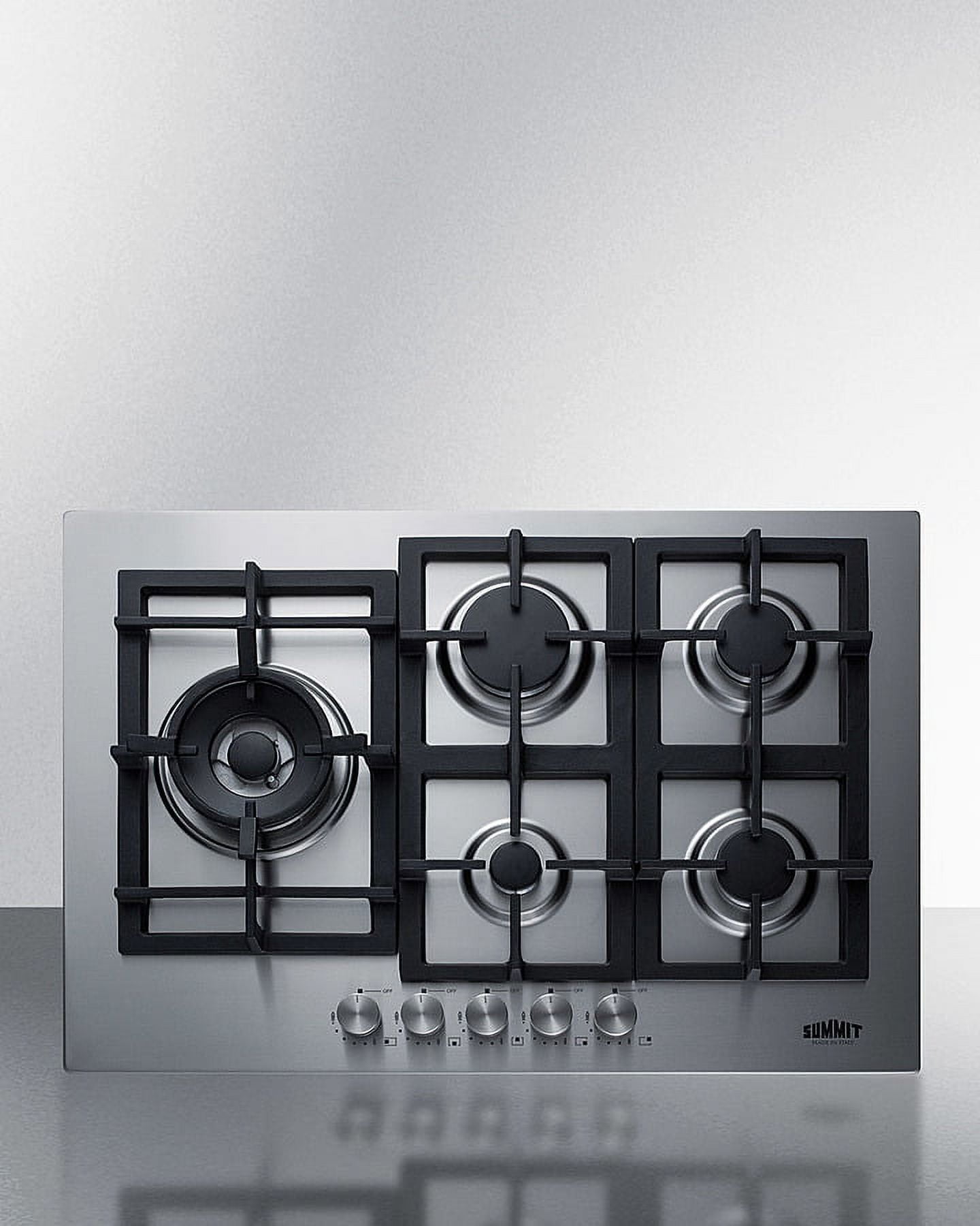 30" Stainless Steel 5-Burner Gas Cooktop with Cast Iron Grates