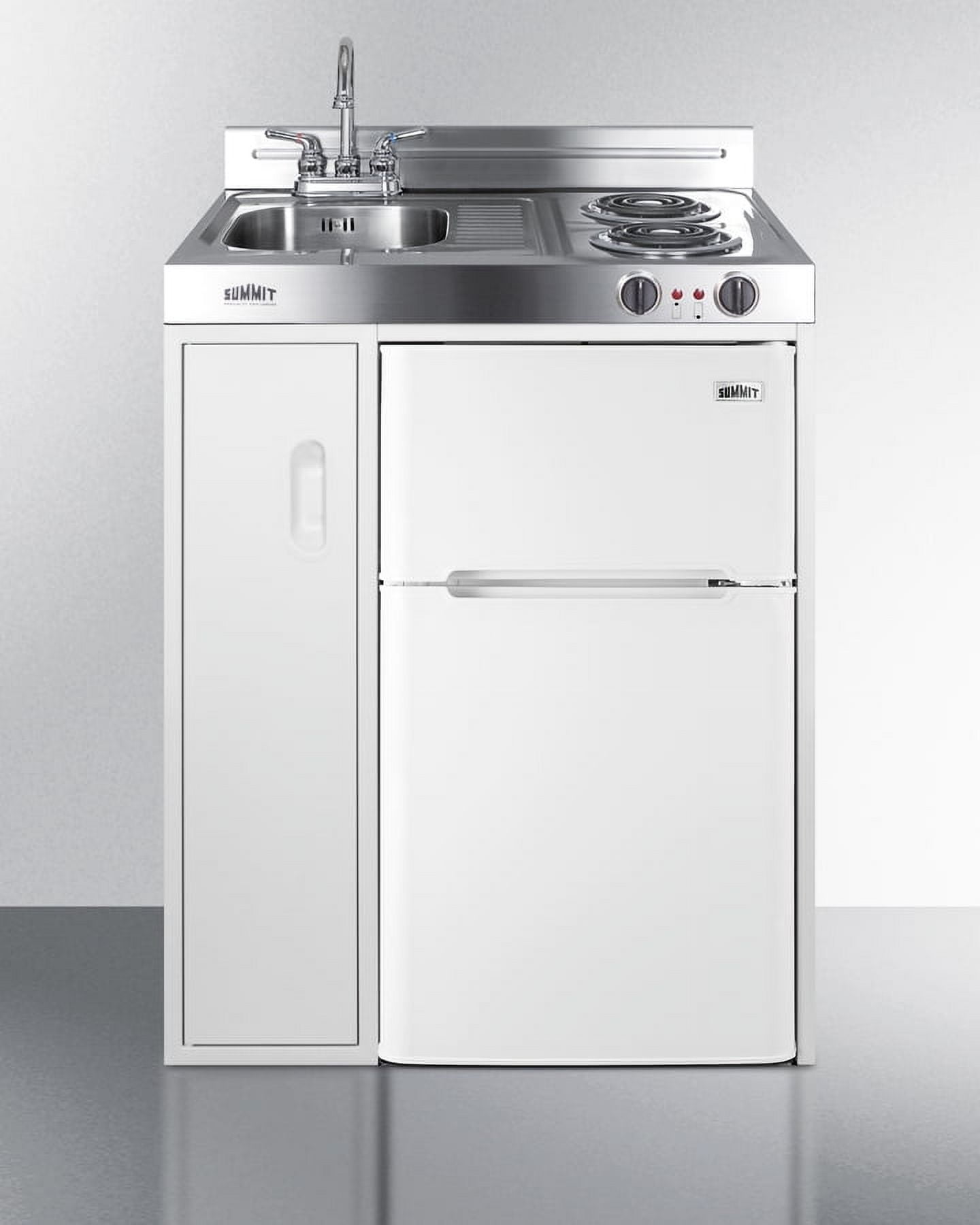 30" Wide All-In-One Kitchenette, White, Glass Burners