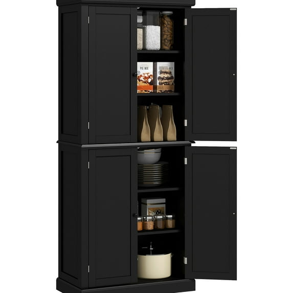 30" Wide, Black MDF - 6 - tier Large Capacity - In Kitchen or Dining - Store Cookbooks and Dry Goods
