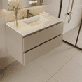 thumbnail image 1 of 30" Width Wall-Mount Bathroom Vanity – Modern Floating Vanity with Soft-Close Drawers, Laminate Doors, Plywood Construction, Roma Clay, 1 of 8