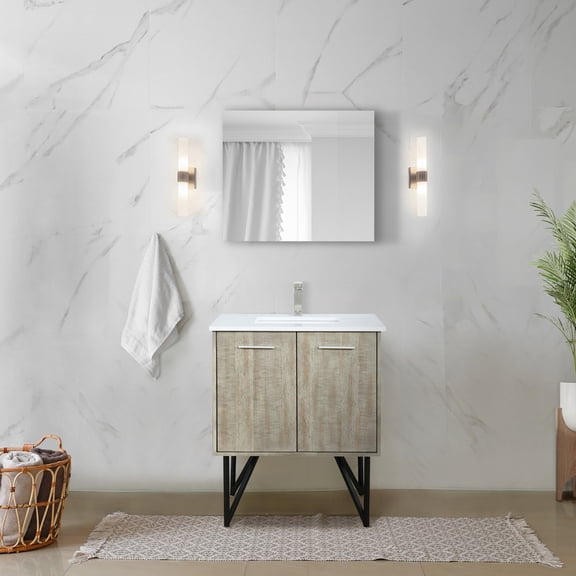 30" X 20" Rustic Bathroom Vanity With Marble Top And Faucet - Soft Close Cabinets Ample Storage Space W D Countertop Included Inside