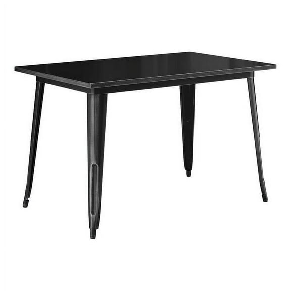 30'' X 48" Rectangular Distressed Black Metal Restaurant Patio Dining Table For Indoor or Outdoor Use