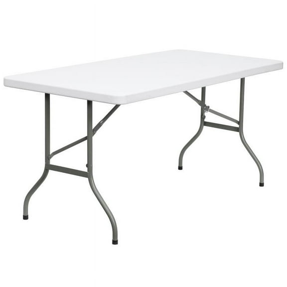 30'' X 60'' Rectangular Granite White Plastic Folding Table - Plastic Folding Banquet Table