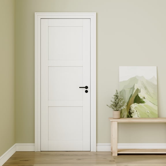 30" X 80" 80'' Paneled Solid Wood Primed Standard Door White Interior Pantry Door Slab