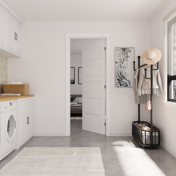 30" X 80" Interior Morden Recessed 5 Paneled Prehung Door Solid Manufactured Wood Primed Bedroom Door