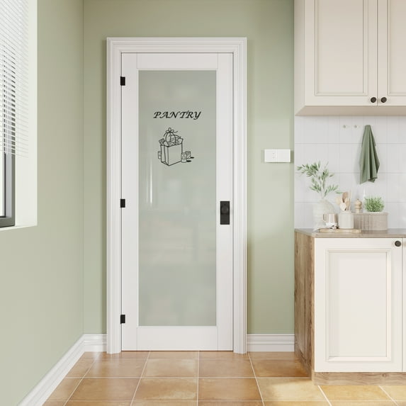 30" X 80" Pantry Door Solid Manufactured Wood Prefinished Glass Slab Door Standard Door Without Hardware Kit
