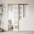 thumbnail image 1 of 30" X 96" Frosted Glass 5-Lite Sliding Pocket Door White Standard Door with Hardware Kit Set, 1 of 8