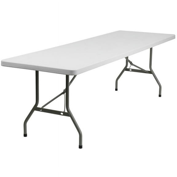 30'' X 96'' Granite White Plastic Folding Table - 8-Foot Plastic Folding Banquet Table