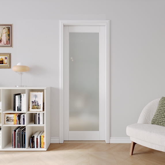 30" X 96" Solid and Manufactured Wood Sliding Pocket Closet Doors with Hardware Kit Set & Soft Close