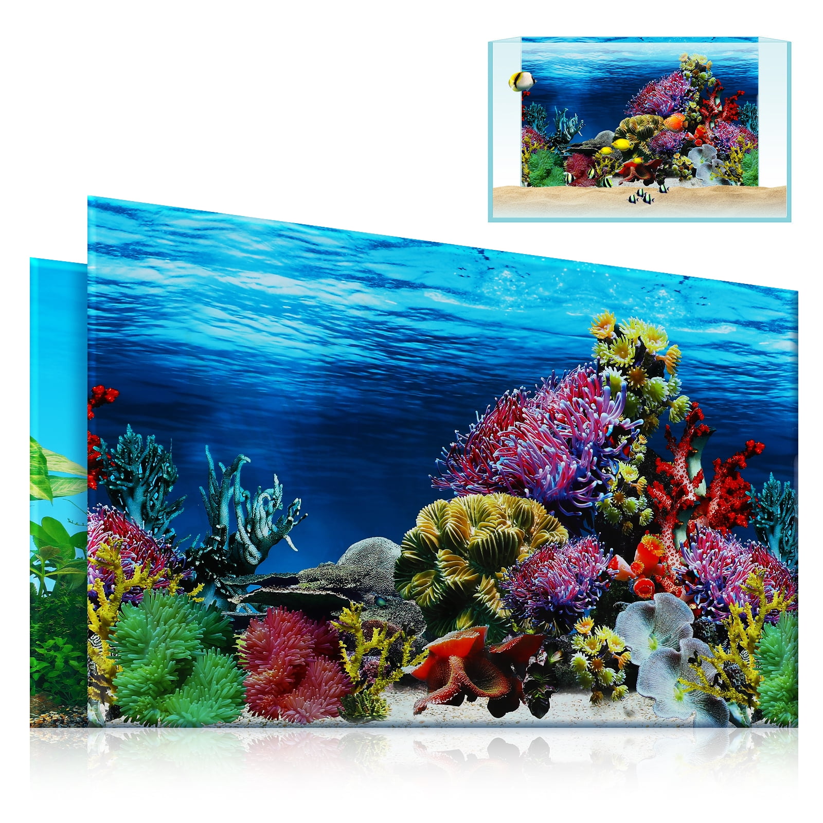 30 X42cm Posters Wall Sticker Paper Glass Decals Aquarium Background 55