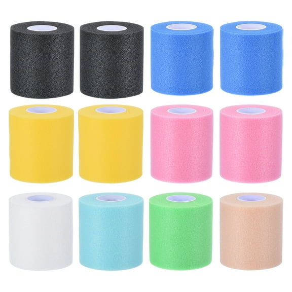 30 Yard Foam Sports Pre-Wrap Breathable Athletic Pre-wrap Tape for Hair Ankles Wrist, 8 Colors 12 Pack