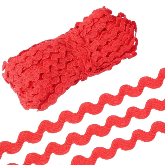 Uxcell 30 Yard Rick Rack Trim Ribbon 0.2 inch Wave Sewing Bending Fringe Trim for Wedding Party Decoration Red