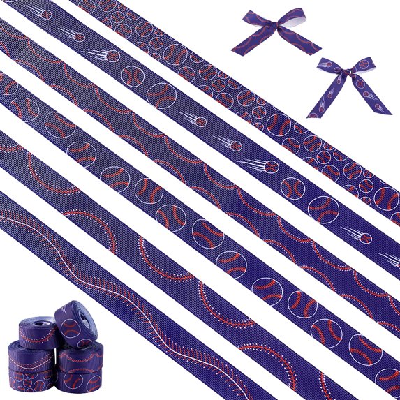 30 Yards Baseball Ribbons 7/8 Inch Wide Ribbon Sports Ball Ribbon Blue ...