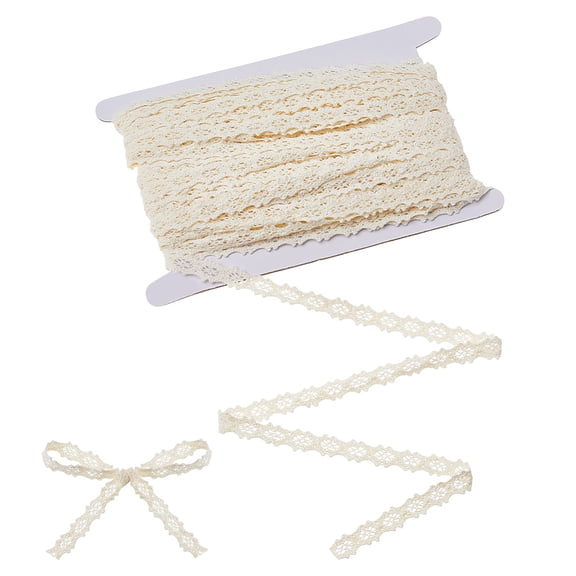 30 Yards Cotton Lace Ribbon 1/2 inch Vintage Beige Crochet Lace Trim Ribbon Vintage Decorative Fabric Ribbons Floral Crochet Ribbons DIY