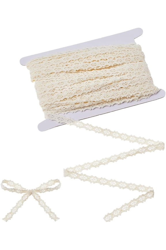 30 Yards Cotton Lace Ribbon 1/2 inch Vintage Beige Crochet Lace Trim Ribbon Vintage Decorative Fabric Ribbons Floral Crochet Ribbons