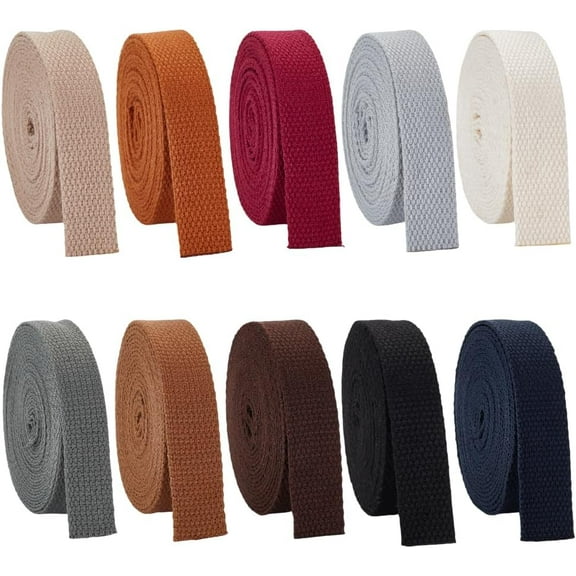 30 Yards Cotton Webbing 10 Colors Webbing Straps 3/4 Inch Wide Sewing Twill Ribbon Bag Handles Belt Strap