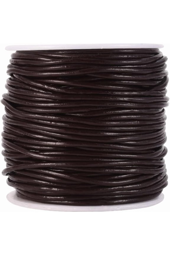 30 Yards Cowhide Genuine Leather String Lace Cord for Crafts 2MM Dark Brown Round Real Leather Cording Rope Braiding Strip Thread for Jewelry Making Crafting Necklace Bracelets Wraps Beading diy