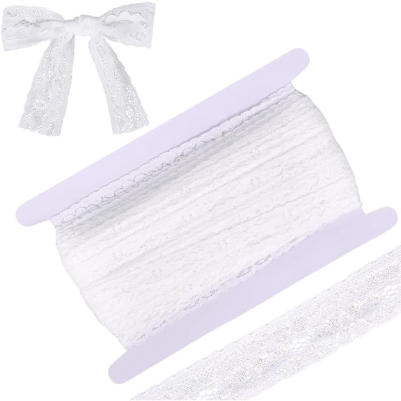 30 Yards Elastic Lace Trim Nylon Flower Lace Ribbon 1 Inch Embroidery Stretch Ribbons Decorating