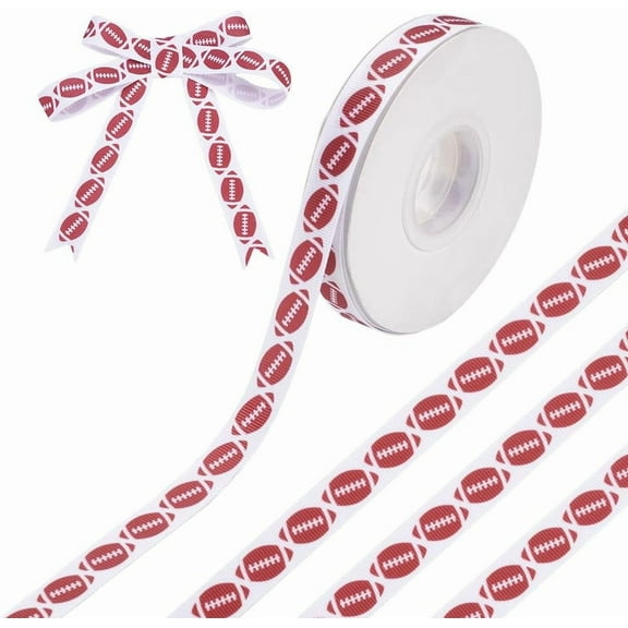 30 Yards Football Ribbons 0.63 Inch Satin Printed Sport Ball Ribbon Polyester Printed Grosgrain Ribbon Rugby Ribbon Wrapping Craft Ribbons for DIY Sports Team Party Bows Wreaths Decoration