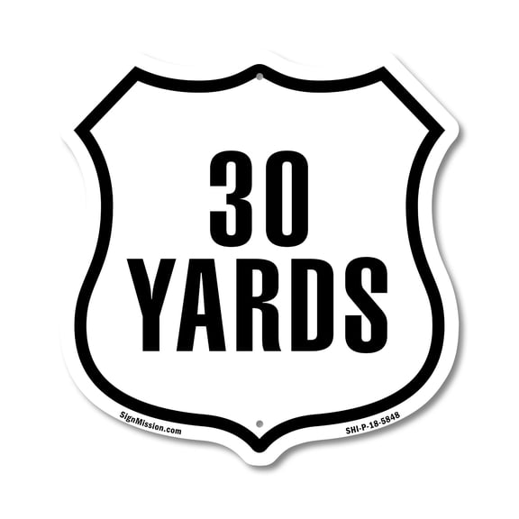 30 Yards Golf Course Running Race 5k Marathon Distance Marker 12 inch X 12 inch Shield-Shaped Rust-Free Aluminum Metal Sign Weather Resistant Made in the USA