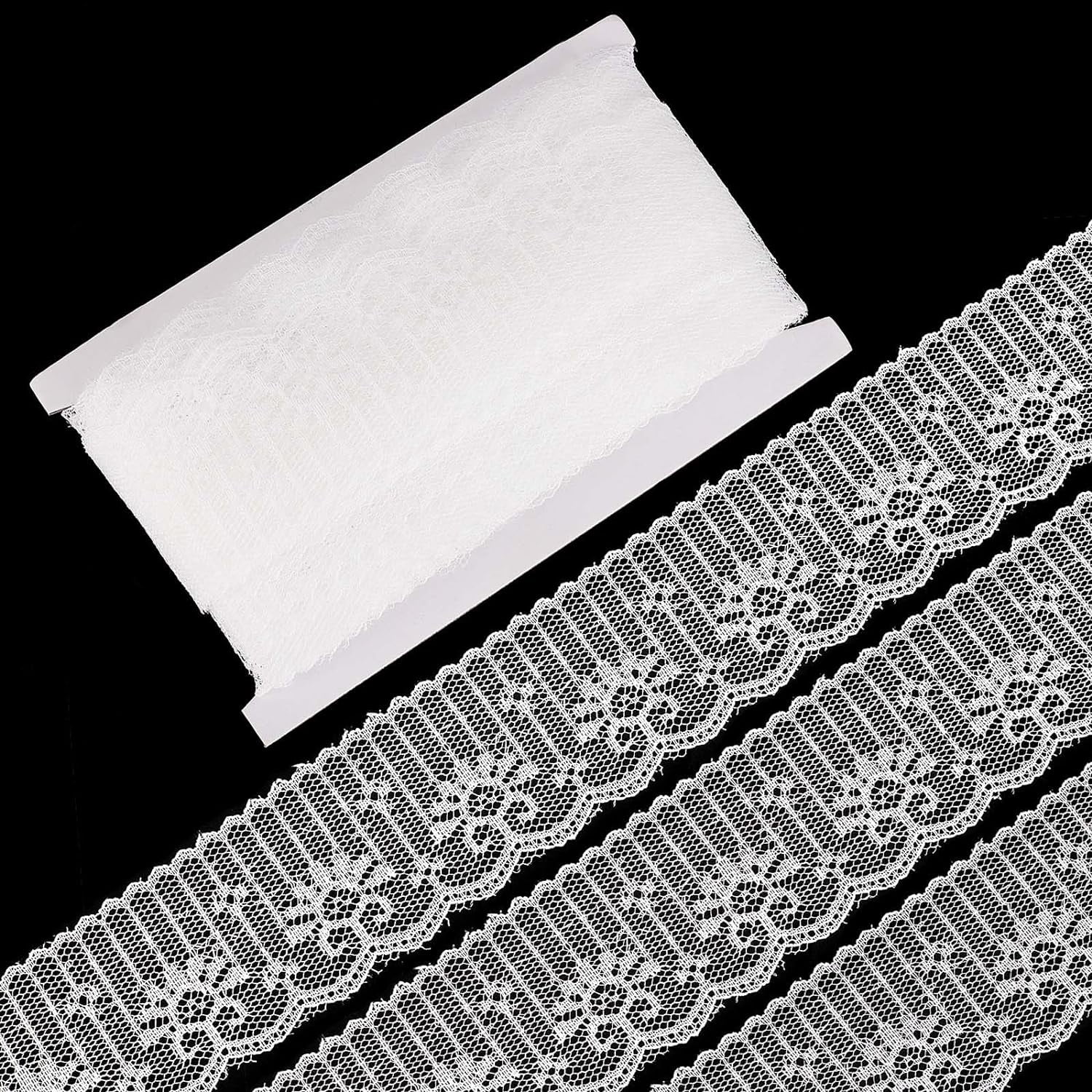 2.8 Inch Ruffled Eyelet Trim - 4 Yards White Gathered Embroidery Lace For Sewing & Crafts