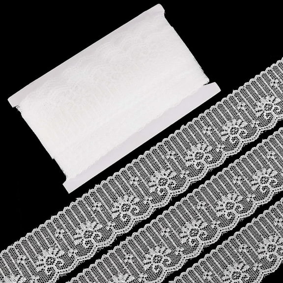 30 Yards White Floral Lace Ribbon Venice Eyelet Lace Trim Wavy Edged Craft Lace Fabric Polyester Flower Lace Edge Embroidery Crochet Tulle for Sewing Gift Wrapping Wedding 2 Inch Width White
