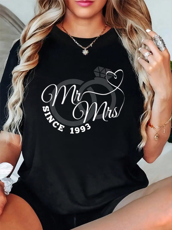 30 Year 30th Wedding Anniversary Mr. and Mrs. Since 1993 T-Shirt casual short sleeve crew neck cotton tee tops for women