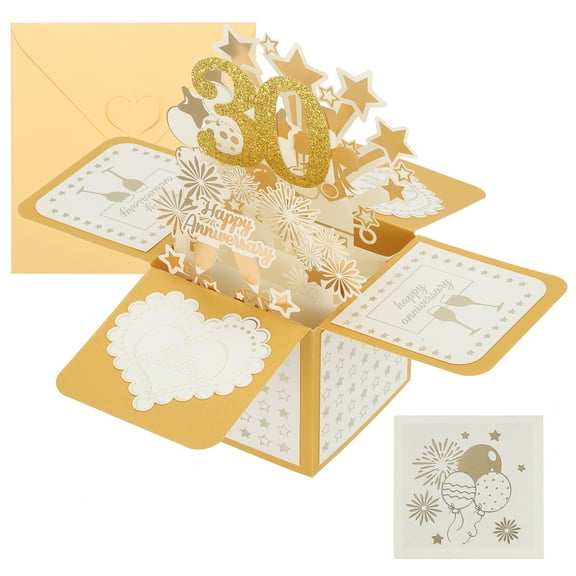 30 Year Anniversary Card, Happy Anniversary Cards Wedding Anniversary Card for Wife Men Her, Gold Tone