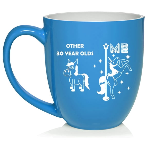 30 Year Old Superstar Unicorn Funny 30th Birthday Ceramic Coffee Mug Tea Cup Gift for Her, Friend, Coworker, Sister (16oz Light Blue)