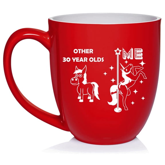 30 Year Old Superstar Unicorn Funny 30th Birthday Ceramic Coffee Mug Tea Cup Gift for Her, Friend, Coworker, Sister (16oz Red)