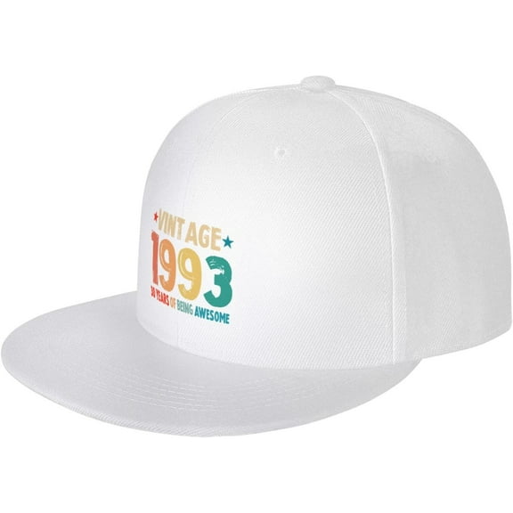 30 Year Old Vintage 1993 Flat Brim Hat Gifts for Women Men Awesome Since 1993 Baseball Cap Black Hip Hop Hat