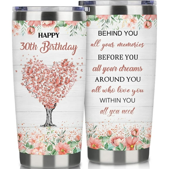30 Year Old Women Birthday Tumbler 20oz-30 Year Old Girl Gifts Ideas-Double Wall Stainless Steel Vacuum Insulated Coffee Cup