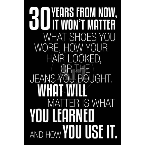 30 Years From Now Black Motivational, Unframed Standard Poster Wall Art Sold by Art.Com