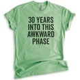 thumbnail image 1 of 30 Years Into This Awkward Phase Shirt, Unisex Women's Men's Shirt, 30th Birthday, Socially Awkward B-day T, Heather Apple Green, Small, 1 of 6