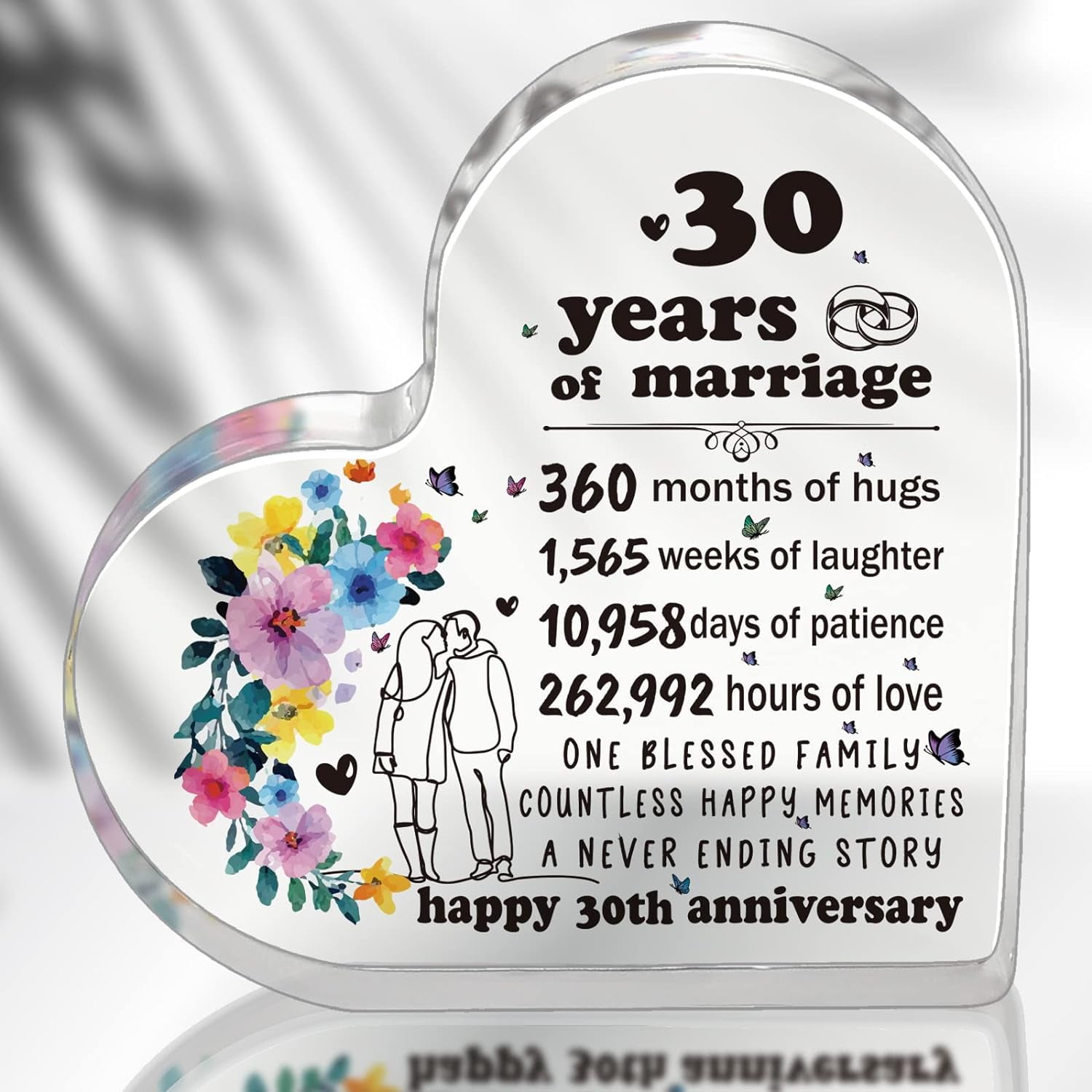 30 Years of Marriage Gift 30th Wedding Anniversary Acrylic Heart ...