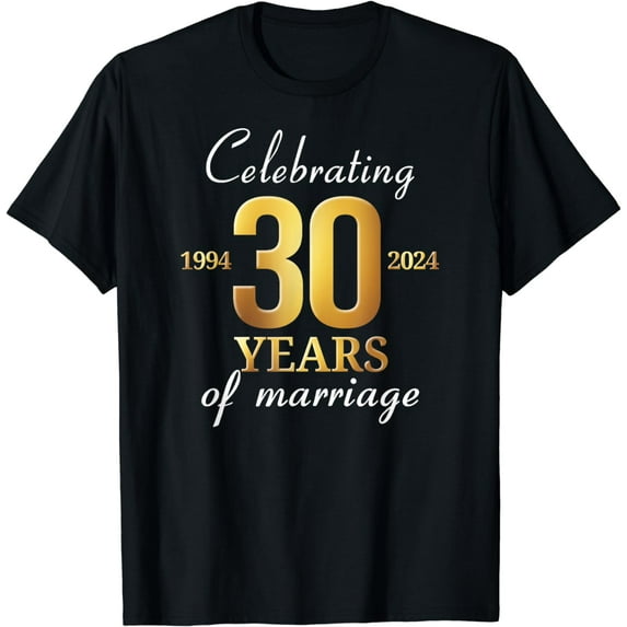 30 Years Of Marriage Est. 1994 2024 30th Wedding Anniversary T-Shirt