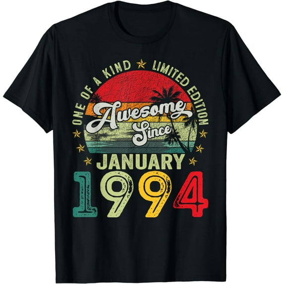 30 Years Old January 1994 Vintage Retro 30th Birthday Gifts T-Shirt