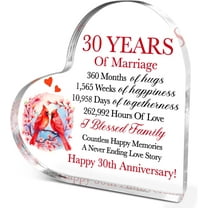 30 Years of Marriage Gifts for Women 30 Years Wedding Anniversary Acrylic Heart Plaque Keepsake Gifts for Couple Parent Husband Him Her 3.9x3.9 Inch