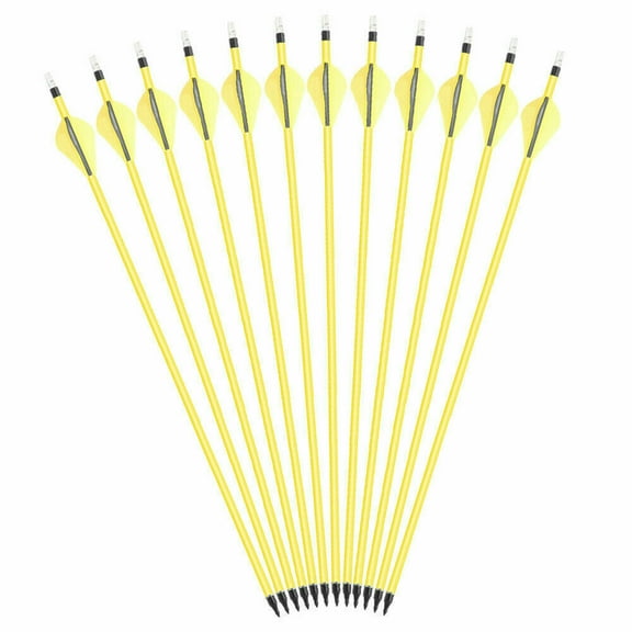 30" Yellow Carbon Arrows Archery Arrow Fletching for Compound Recurve Bow Spine 500 Hunting Arrows Fluorescent Green Arrow-12PCS