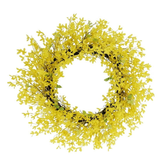 CC Christmas Decor Winter Jasmine Artificial Spring Floral Wreath - 30" - Yellow