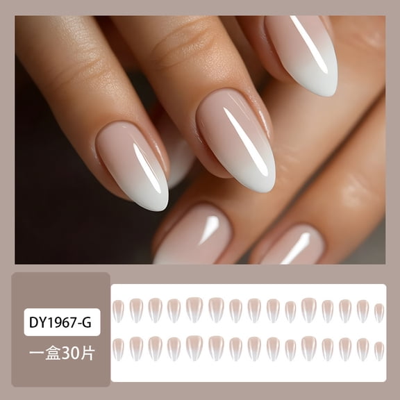 30 boxes of gradual change short manicure, foreign trade hot-selling cross-border manicure, wearing white wearing nail almond type