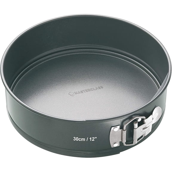 30 cm Springform Cake Tin with Loose Base and PFOA Non Stick, Robust 1 mm Carbon Steel, 12 Inch Extra Large Round Pan, Grey