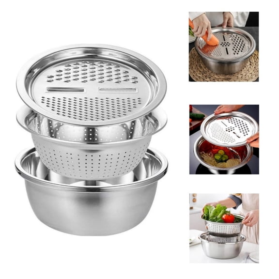 30 cm Stainless Steel Planer With Built-In Basin, Multi-Purpose Food Prep, Vegetable Chopping, Dishwashing Helper, Sleek Modern Kitchen Tool, Home Cooks, Easy Cleanup, Kitchen Gadget TOPLIU