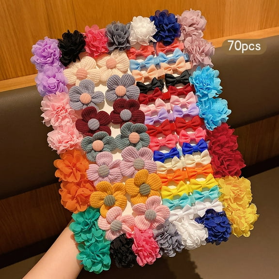 30 colored random bow fabric hair clips suitable for daily use as hair accessories