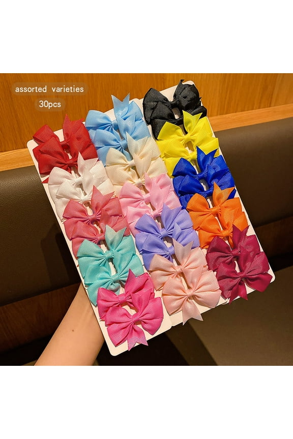 30 colored random bow fabric hair clips suitable for daily use as hair accessories