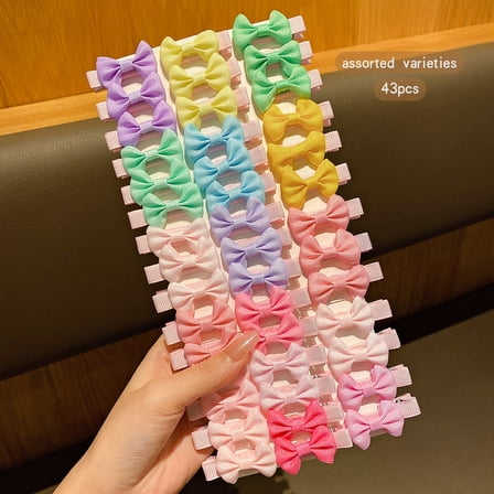 30 colored random bow fabric hair clips suitable for daily use as hair accessories