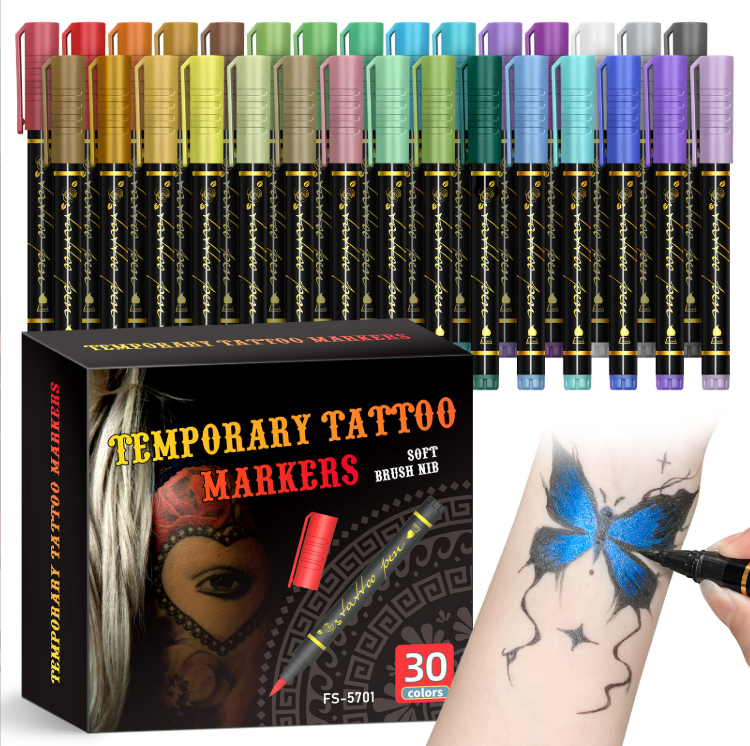 30 colors Body Art Marker Pen Body Art Pens Quick-Drying Body Art Pen Marking Skin Design Body Art