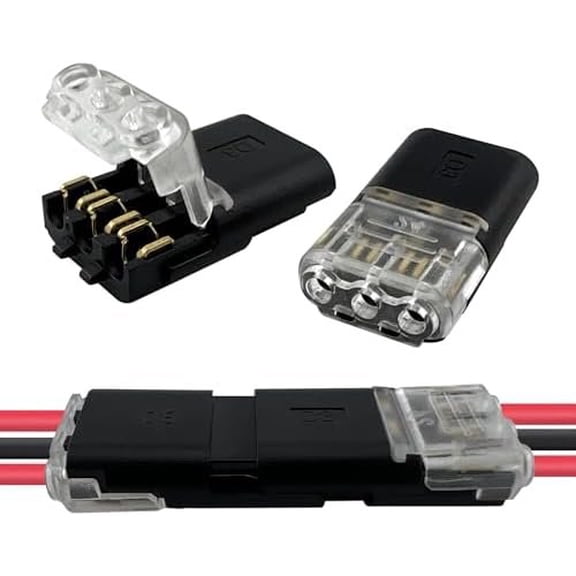 30 count 3-Pin Wire Plug-in Connector with Locking Buckle, No-Stripping Quick Splice Clips for 22-18 AWG LED Strip Light & Electrical , Tool-Free  Secure Connection