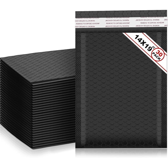 30 count  Bubble Mailers 14 x 19 Inches Resealable Padded Envelopes  Shipping Bags Poly Padded Mailers Bulk for Mailing Packaging Small Business(Black)